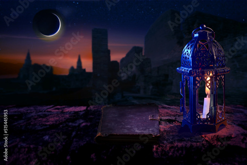 Arabic lantern, Ramadan kareem background	