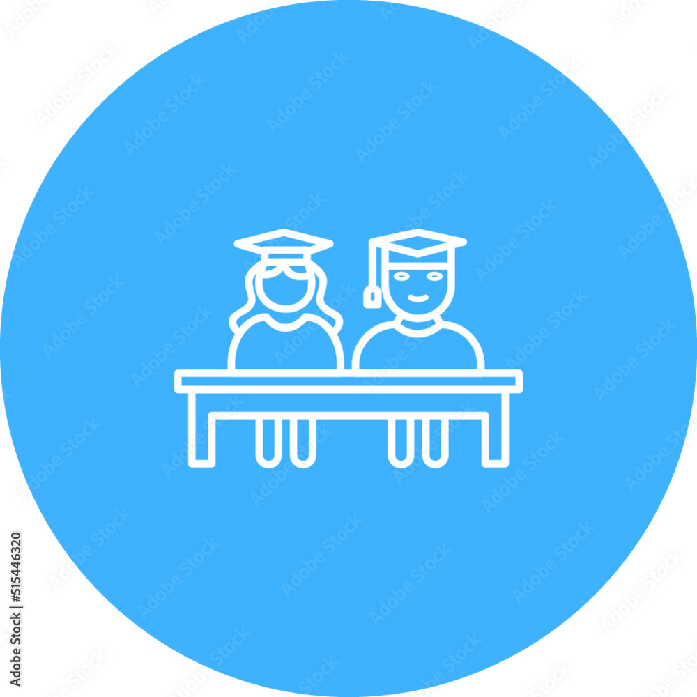 Unique Students Sitting Vector Icon Unique Students Sitting Vector Icon