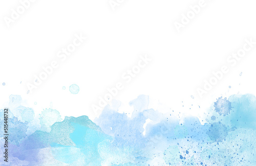 Obraz na płótnie Blue Watercolor paint border isolated on white
w salonie
