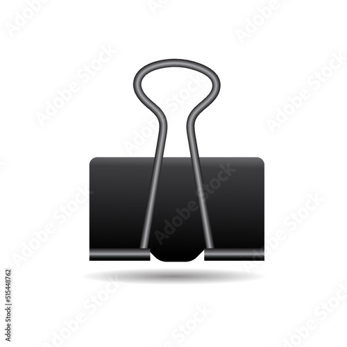 binder clip on a sheet of paper vector design. Clerical pincers in the background