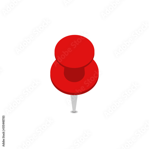 red notepaper pin on white background.