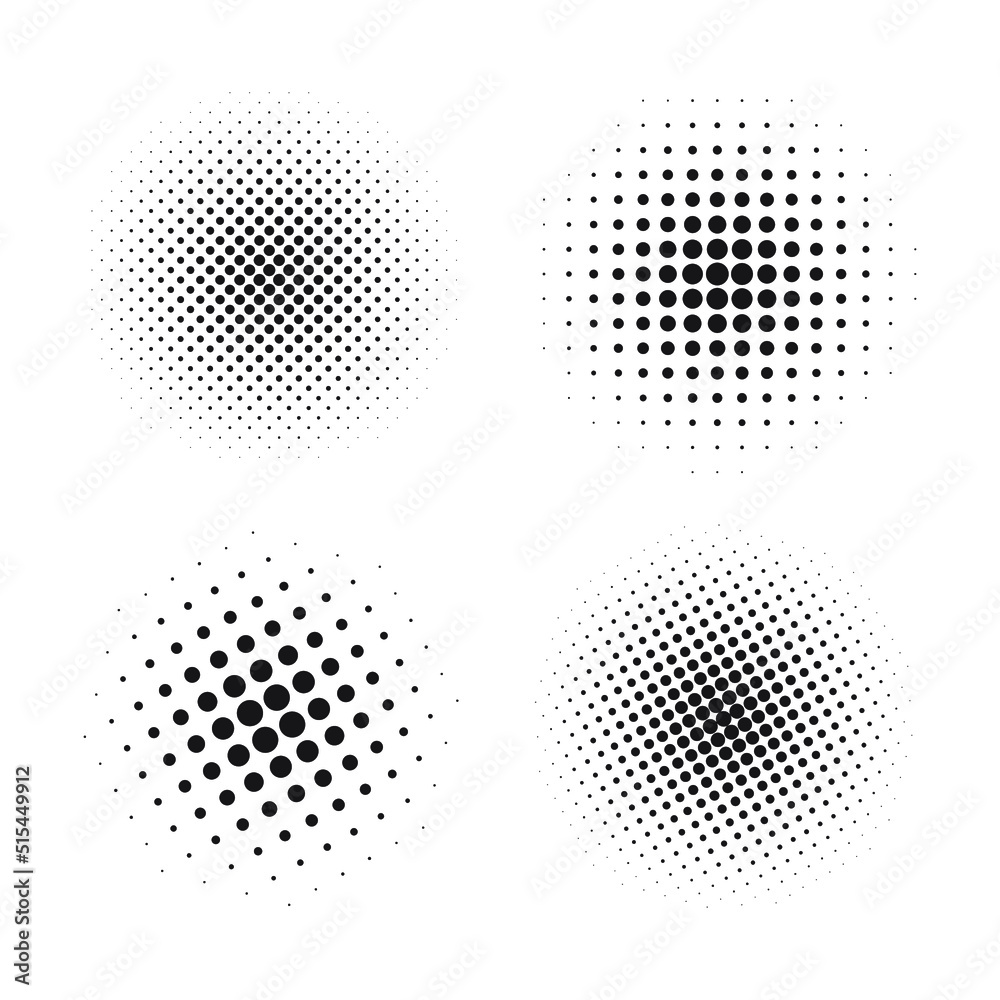 Set halftone dots backgrounds. vector illustration