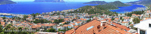 Panoramic view of a city at the Mediterranean coast, Kas, Turkey