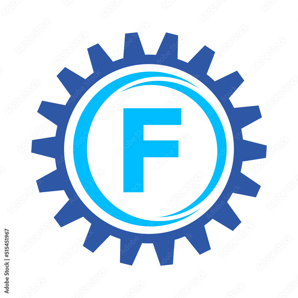 Letter F Gear Logo Design Template. Automotive Gear Logo for Business and Industrial Identity Letter F Gear Logo Design Template. Automotive Gear Logo for Business and Industrial Identity