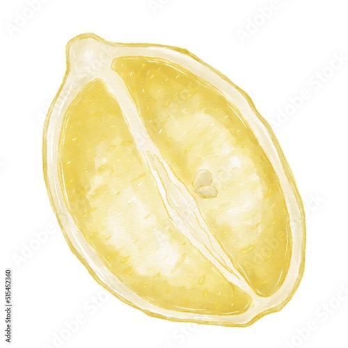 Half a lemon on a white background, watercolor illustration