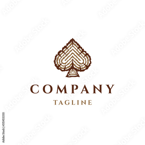 Spade of wooden logo design template flat vector