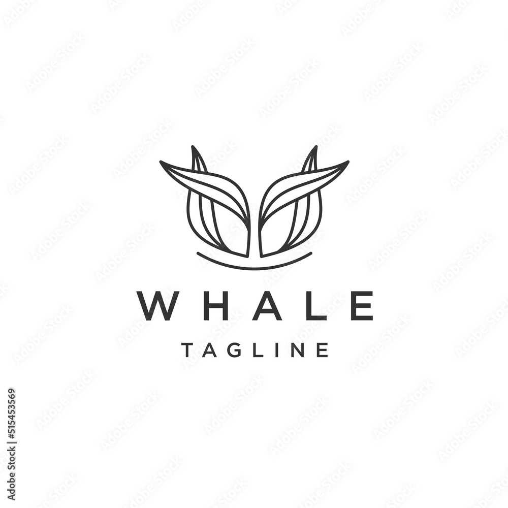 Obraz premium Whale tail line logo design template flat vector