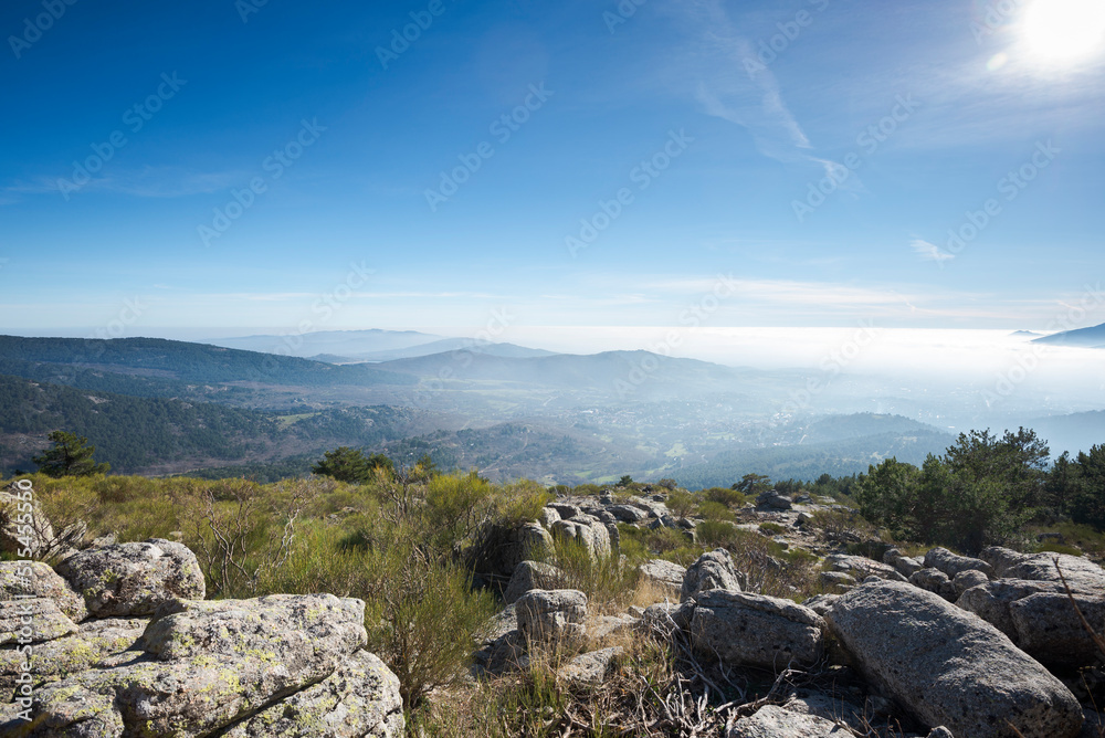 Sea of clouds in Fuenfria Valley, municipality of Cercedilla, province of Madrid, Spain