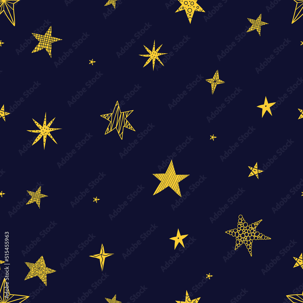 Cute seamless pattern with decorative stars. Can be used for wallpaper, pattern fills, web page background, surface textures.