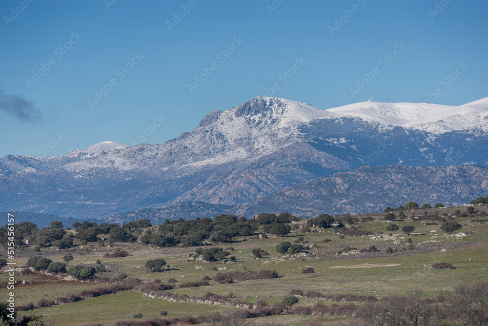 Views of the Guadarrama Mountains from the municipality of Colmenar Viejo, province of Madrid, Spain