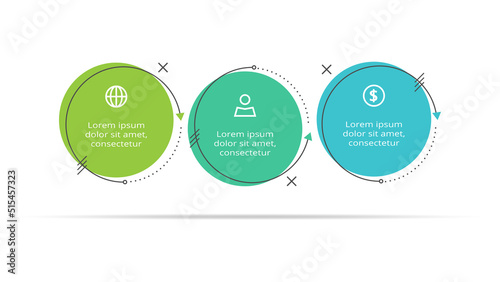 Creative concept for infographic with 3 steps, options, parts or processes. Business data visualization.