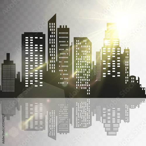 Vector city silhouette in a flat style. Modern urban landscape.vector illustration 