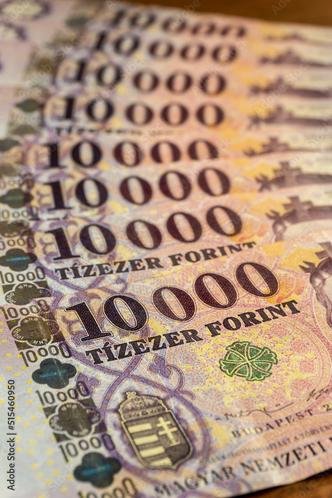 Naklejka premium Hungarian forint banknotes.