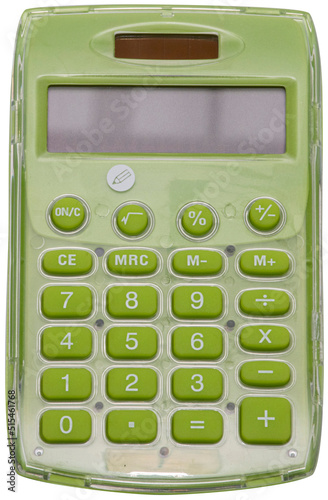 ugly green solar powered office digital calculator, with PS path