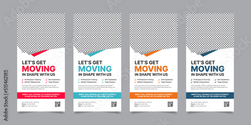 Professional DL Flyer Vector Layout Design for Fitness, Gym Business, Health, Yoga Unique Rack Card Flyer Template, Creative Vector Illustration for Gymnasium, Body Care Vector Template 