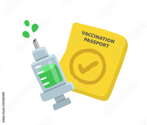 vaccine syringe and vaccination passport