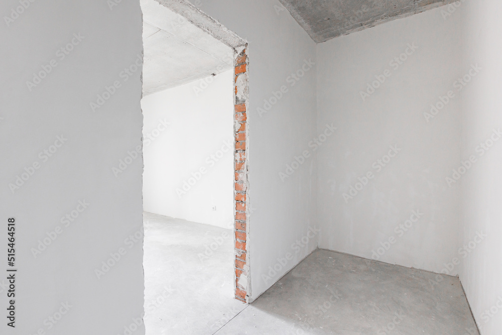interior of the apartment without decoration in gray colors. rough finish interior of the apartment without decoration in gray colors. rough finish