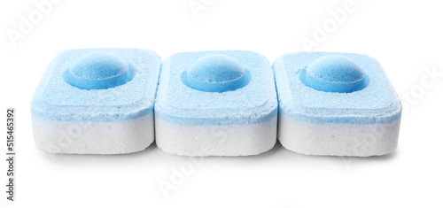 Many water softener tablets isolated on white