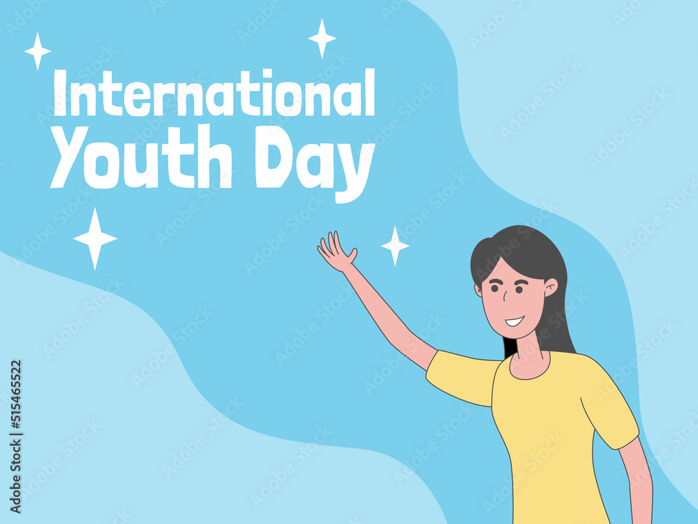 International youth day, happy youth illustration background banner International youth day, happy youth illustration background banner