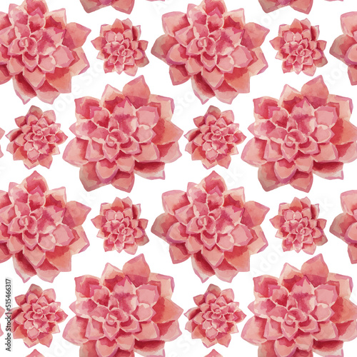 Succulents watercolor seamless pattern background for fabric, wallpaper, wrapping paper.