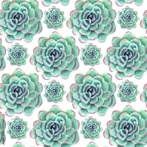 Succulents watercolor seamless pattern background for fabric, wallpaper, wrapping paper.