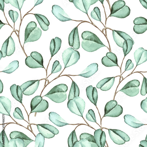 Eucalyptus watercolor seamless pattern background for fabric  wallpaper  wrapping paper.
