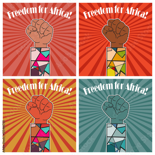 Four color versions of one poster with the inscription - Freedom for Africa. Vector illustration