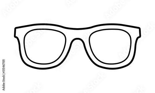 Cartoon sunglasses icon. Vector illustration of sun protection glasses. Linear flat logo of glasses.
