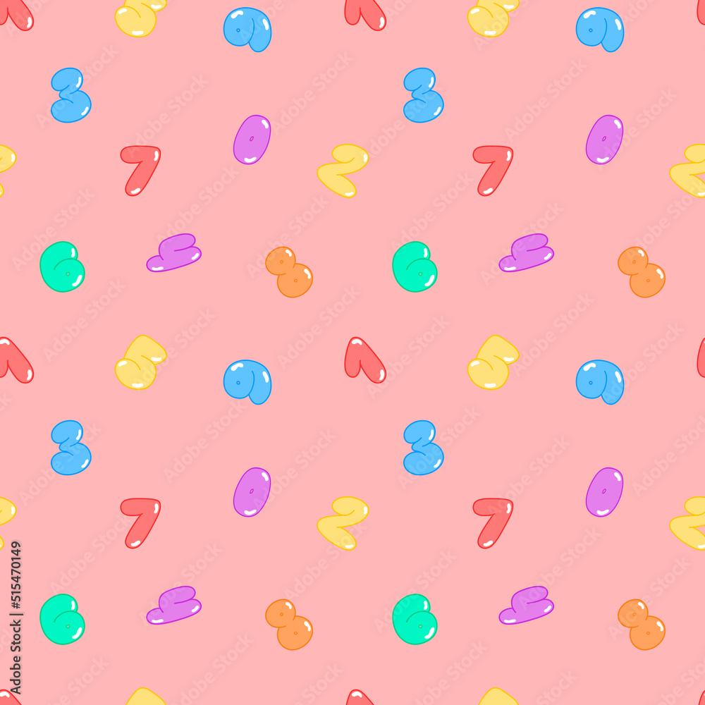 Vector pattern with a set of numbers in the style of bubbles, numbers from 0 to 9