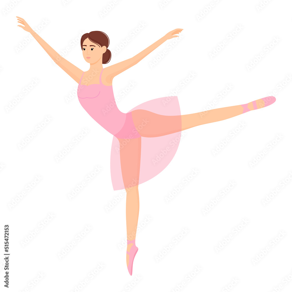 Obraz premium Ballet dancer. Beautiful graceful dancing ballerina, vector illustration