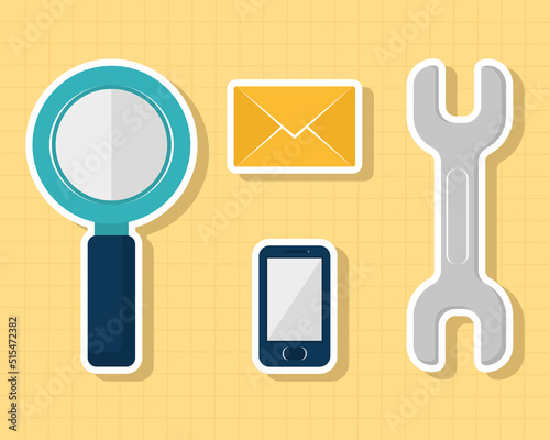 marketing tools icon set photo