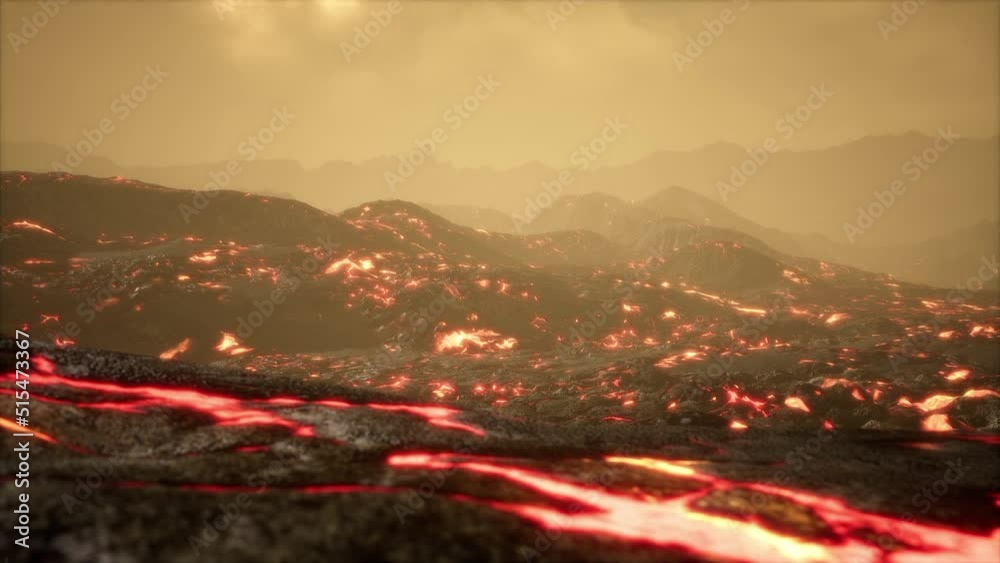 lava fields in the end of the eruption of the volcano