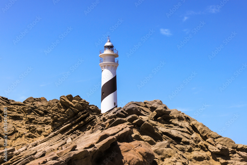 Nice view of the Favàritx lighthouse in Menorca, in the Natural Park of s'Albufera des Grau