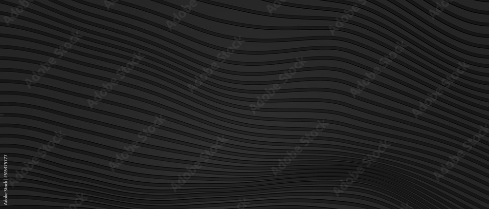 Black wavy universal background for business presentation. Abstract flowy pattern. Minimalist empty striped blank. Halftone monochrome modern digital minimal