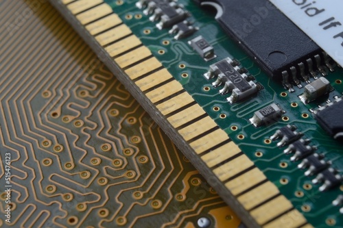 microprocessor on the background of the microcircuit of the motherboard