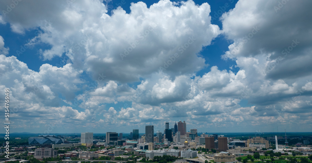 Atlanta Georgia Aerial View, Atlanta Skyline with Clouds Atlanta Georgia Aerial View, Atlanta Skyline with Clouds