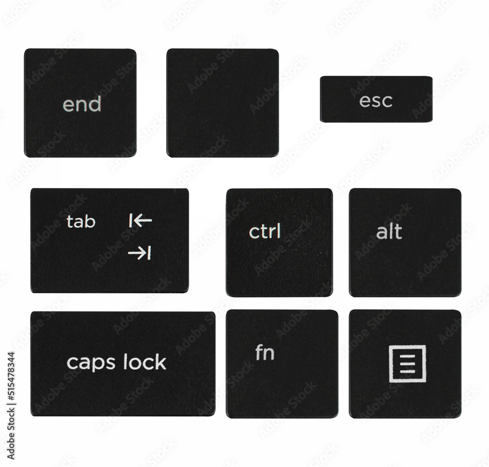 function keys from a computer keyboard, on a white background