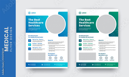 	
Corporate healthcare and medical flyer or poster design layout