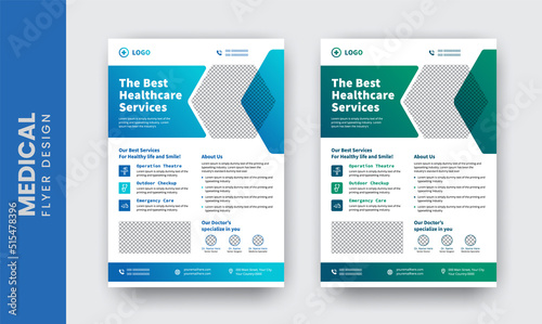 	
Corporate healthcare and medical flyer or poster design layout