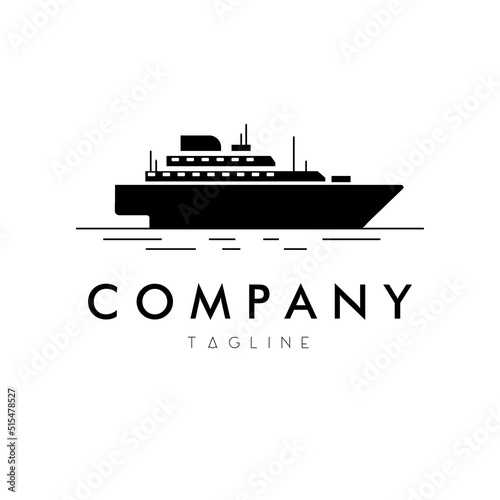 cruise ship with square window sailing logo vector illustration design