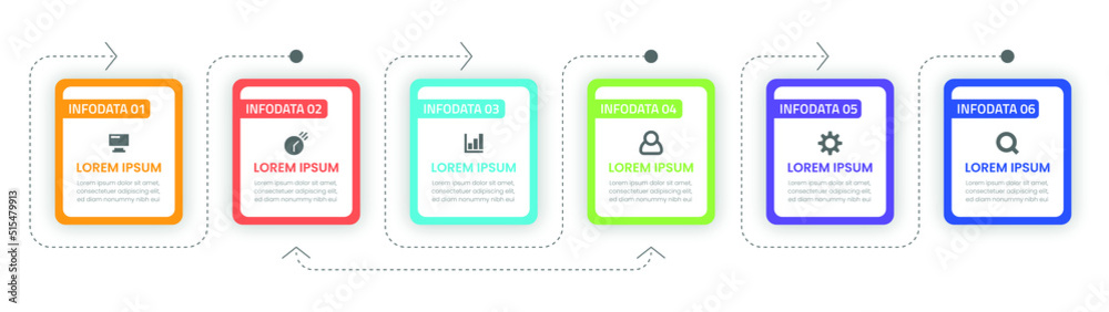 Infographic template design, Vector infographic design with 6 options or steps, Colorful gradient infographic design, Business infographic template for presentation, brochure, diagram, flow charts Infographic template design, Vector infographic design with 6 options or steps, Colorful gradient infographic design, Business infographic template for presentation, brochure, diagram, flow charts