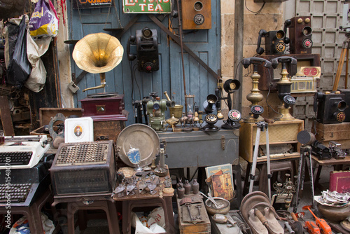 Sale of antiques at the famous Khan el-Khalili market in Old Cairo photo