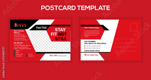 gym and fitness post card template