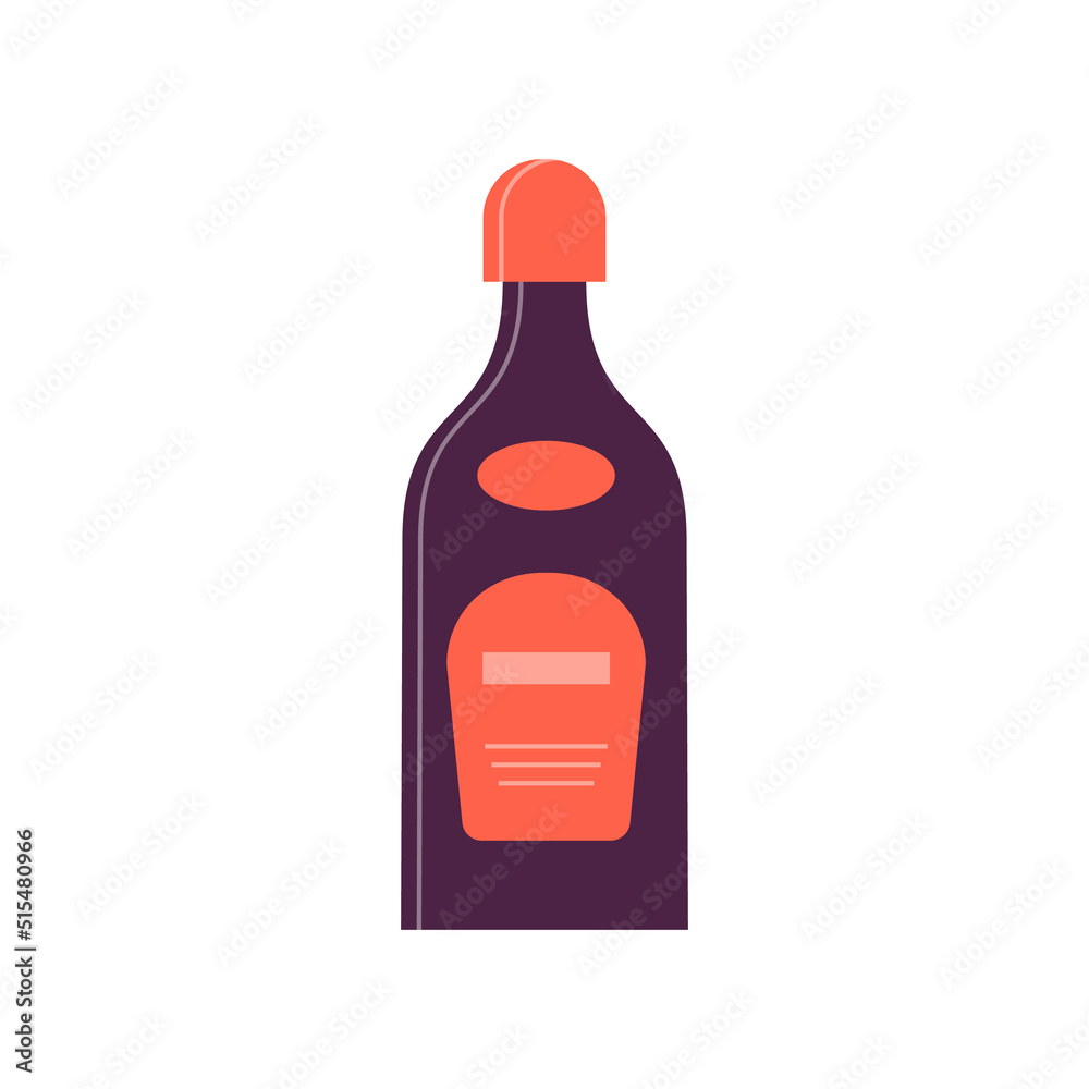 Bottle of liquor, great design for any purposes. Flat style. Color form. Party drink concept. Simple image shape Bottle of liquor, great design for any purposes. Flat style. Color form. Party drink concept. Simple image shape