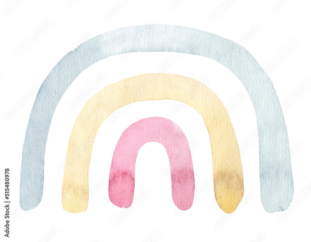 Cute watercolor rainbow illustration, boho drawing for baby shower ...