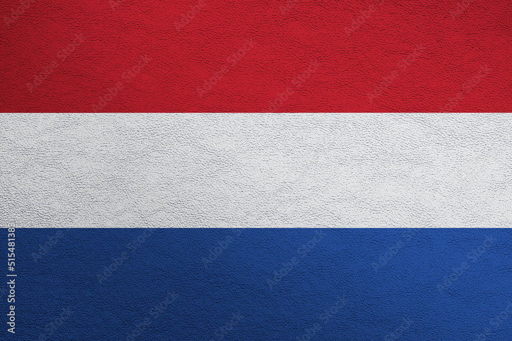 Modern shine leather background in colors of national flag. Netherlands