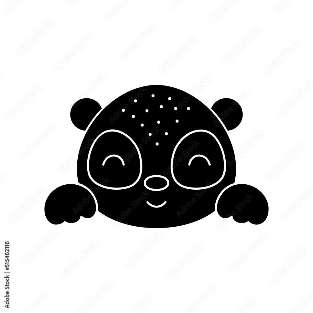 Fototapeta premium Cute Scandinavian panda head. Animal face for kids t-shirts, wear, nursery decoration, greeting cards, invitations, poster, house interior. Vector stock illustration