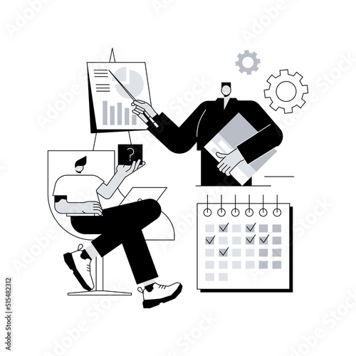 Events abstract concept vector illustration. Corporate events, event calendar, notification, website menu bar, UI element, business meeting, commercial exhibition, schedule abstract metaphor.