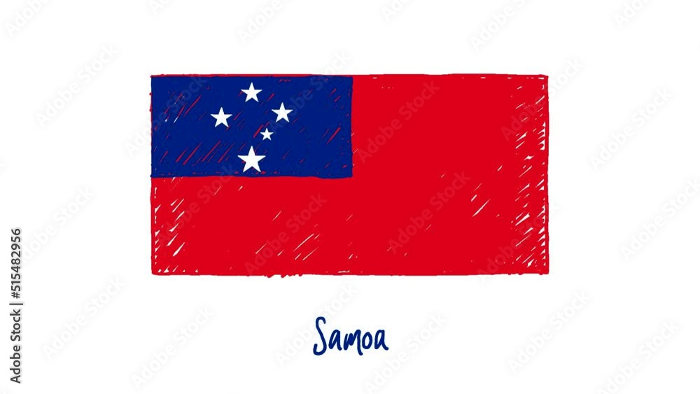Samoa National Country Flag Marker or Pencil Sketch Illustration Video Samoa National Country Flag Marker or Pencil Sketch Illustration Video