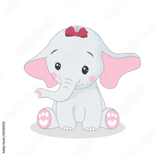Cartoon baby elephant isolated on white © Валентина Коломеец